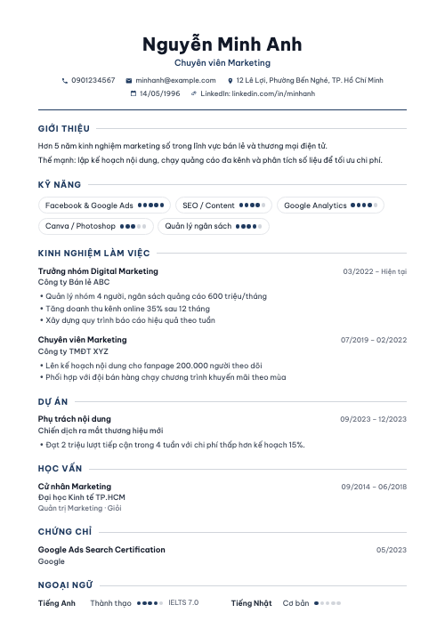 Mẫu CV Cổ điển