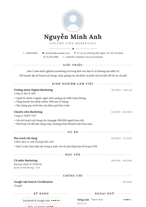 Mẫu CV Thanh lịch